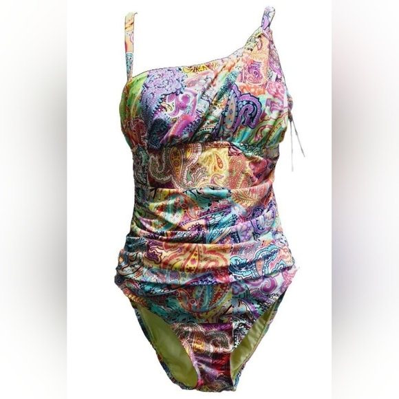 Bleu Rod Beattie Multicolor Paisley One Piece Swimsuit Size 8 Boho - Picture 1 of 8